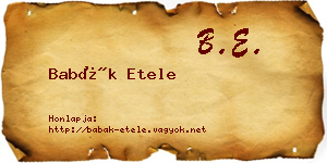 Babák Etele névjegykártya